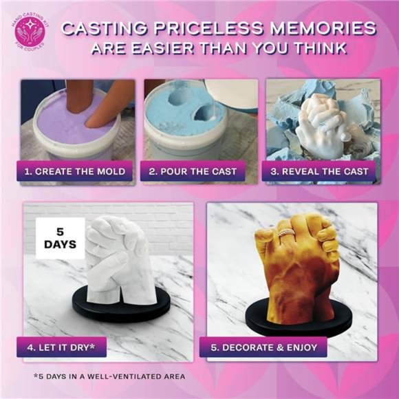 Hand Casting Kit for Couples with Practice Kit - Hand Mold Casting Kit - Picture 4 of 6